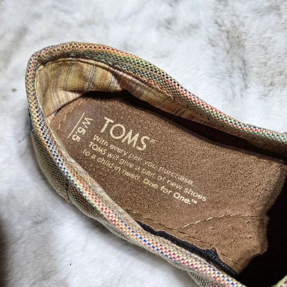 TOMS Multicolor Striped Woven Alpargata Slip On Shoes Size 5.5 Boho Espadrille
